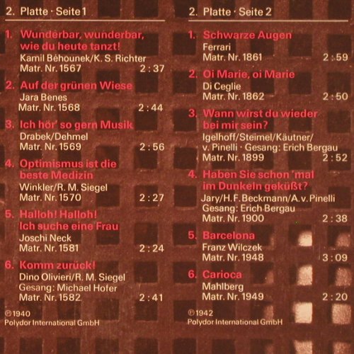 Widmann,Kurt: Die grossen Tanz-Orchester, Foc, Polydor (2664 212), D,1930-50 Typ: 2LP Best.-Nr.: V7553 Preis: 9,00 Euro.
